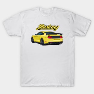 Rear Car Mustang yellow T-Shirt